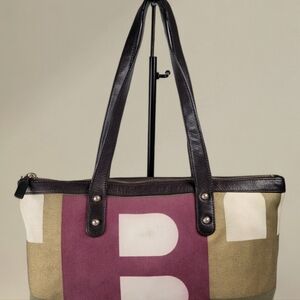 GC - BALLY - Color Block Shoulder Tote Bag Denim Canvas